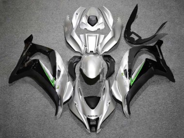 Custom 2016-2020 Kawasaki ZX10R Motorcycle Fairings - Silver Green Black UK