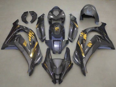 Custom 2016-2020 Kawasaki ZX10R Motorcycle Fairings - Faux Carbon Fiber Gold UK