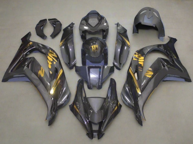 2016-2020 Kawasaki ZX10R Motorcycle Fairings - Faux Carbon Fiber Gold UK