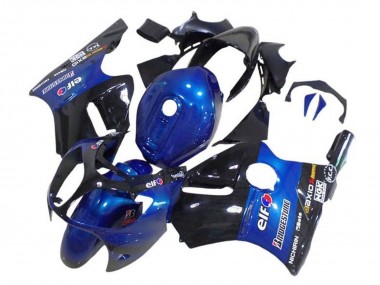Custom 2002-2006 Kawasaki ZX12R Motorcycle Fairings - Blue Glossy Black Elf Bridgestone UK