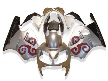 Custom 2002-2006 Kawasaki ZX12R Motorcycle Fairings - Silver Red Black UK