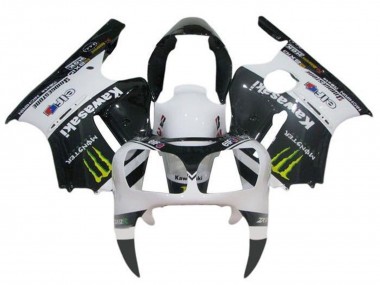 Custom 2002-2006 Kawasaki ZX12R Motorcycle Fairings - White Black Yellow Monster UK