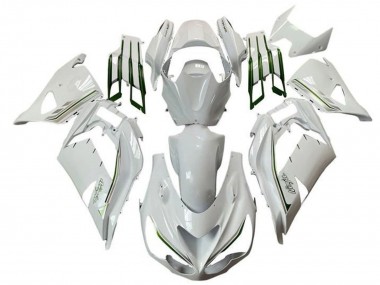 Custom 2012-2024 Kawasaki ZX14R ZZR1400 Motorcycle Fairings - White Green Silver Stripe UK