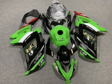 Custom 2013-2024 Kawasaki EX300 Motorcycle Fairings - Green White Black Red Elf UK
