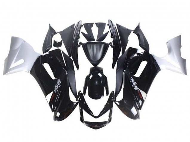 2006-2008 Kawasaki Ninja 650 EX650 Motorcycle Fairings - Glossy Black White UK