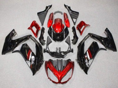 Custom 2012-2016 Kawasaki Ninja 650 EX650 Motorcycle Fairings - Red Glossy Black UK