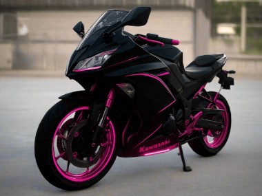 Custom 2017-2019 Kawasaki Ninja 650 EX650 Motorcycle Fairings - Glossy Black Pink Stripe UK