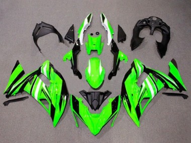 Custom 2017-2019 Kawasaki Ninja 650 EX650 Motorcycle Fairings - Green White Black Stripe UK