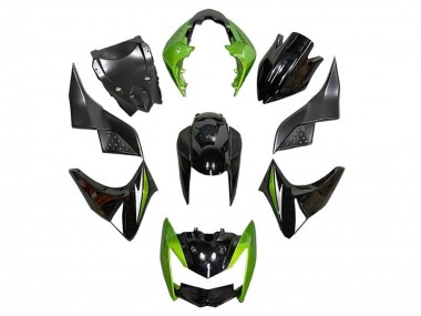 Custom 2007-2009 Kawasaki Z1000 Motorcycle Fairings - Green Glossy Black Silver UK