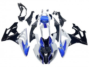 Custom 2009-2014 BMW S1000RR Motorcycle Fairings - White Blue Glossy Black HP UK