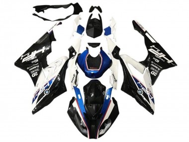 Custom 2017-2018 BMW S1000RR Motorcycle Fairings - White Blue Glossy Black HP UK