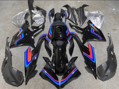 Custom 2019-2022 BMW S1000RR Motorcycle Fairings - Black Double Blue Red UK