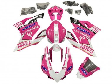 Custom 2011-2014 Ducati Panigale 899/1199 Motorcycle Fairings - Pink White Glossy Black Fiamm UK