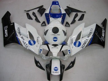 Custom 2004-2005 Honda CBR1000RR Motorcycle Fairings - White Blue Glossy Black Konica Minolta UK