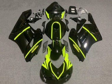 Custom 2004-2005 Honda CBR1000RR Motorcycle Fairings - Glossy Black High Viz Yellow Stripe UK