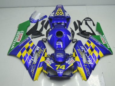 Custom 2004-2005 Honda CBR1000RR Motorcycle Fairings - Blue Yellow Green MoviStar UK