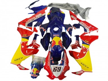 Custom 2017-2023 Honda CBR1000RR Motorcycle Fairings - Blue Yellow Red Bull Hayden UK