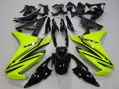 Custom 2013-2015 Honda CBR500R Motorcycle Fairings - Neon Yellow Glossy Black UK