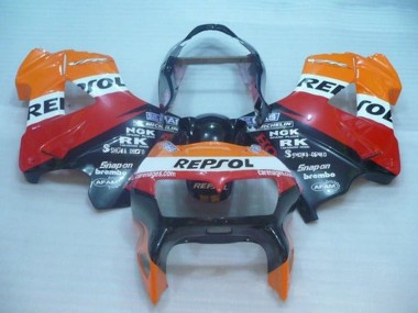Custom 1998-2001 Honda VFR 800 Motorcycle Fairings - Orange White Red Black Repsol UK
