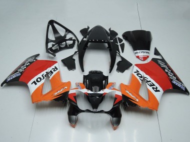 Custom 2002-2013 Honda VFR 800 Motorcycle Fairings - Orange White Red Glossy Black Repsol UK