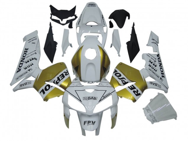 2005-2006 Honda CBR600RR Motorcycle Fairings - White Gold Repsol UK