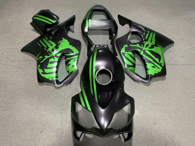 2001-2003 Honda CBR600 F4i Motorcycle Fairings - Green Matte Black Skull UK