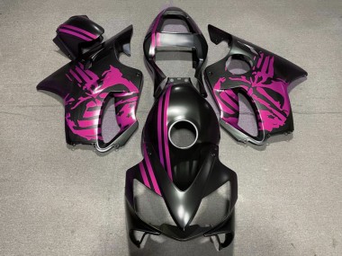 Custom 2001-2003 Honda CBR600 F4i Motorcycle Fairings - Pink Matte Black Skull UK