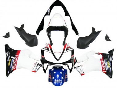 Custom 2001-2003 Honda CBR600 F4i Motorcycle Fairings - White Blue Red Glossy Black DENSO Star UK