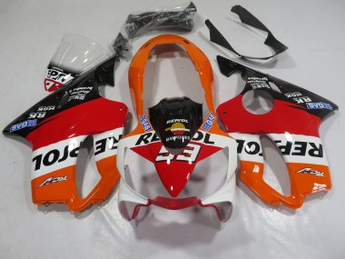 Custom 2004-2007 Honda CBR600 F4i Motorcycle Fairings - Orange White Red Glossy Black Repsol 93 UK