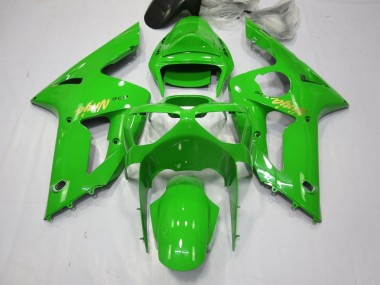 Custom 2003-2004 Kawasaki ZX6R Motorcycle Fairings - Green Gold Decal UK