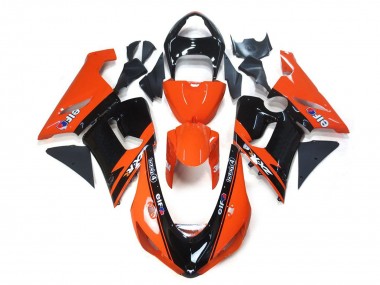 Custom 2005-2006 Kawasaki ZX6R Motorcycle Fairings - Orange Black Elf UK