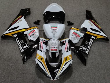 Custom 2005-2006 Kawasaki ZX6R Motorcycle Fairings - White Black Gold Red Rizoma Playboy UK