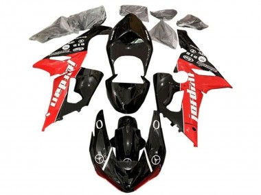 Custom 2005-2006 Kawasaki ZX6R Motorcycle Fairings - Glossy Black Red White Jordan UK
