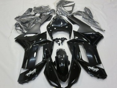 Custom 2007-2008 Kawasaki ZX6R Motorcycle Fairings - Glossy Black Matte Black White Decals UK