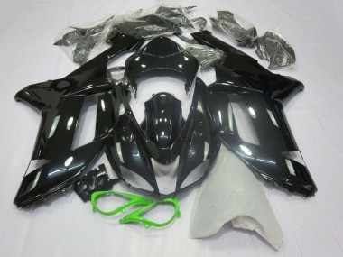 Custom 2007-2008 Kawasaki ZX6R Motorcycle Fairings - Glossy Black Neon Green UK
