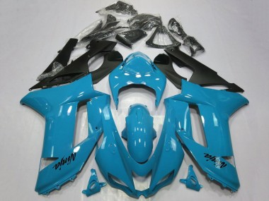 Custom 2007-2008 Kawasaki ZX6R Motorcycle Fairings - Blue Black UK