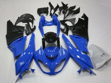 Custom 2007-2008 Kawasaki ZX6R Motorcycle Fairings - Blue Black Matte Black UK