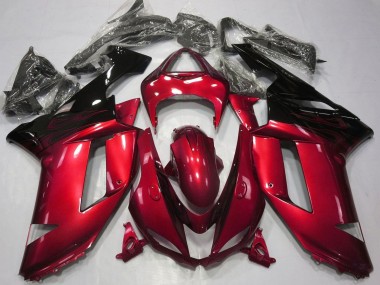 Custom 2007-2008 Kawasaki ZX6R Motorcycle Fairings - Candy Red Black UK