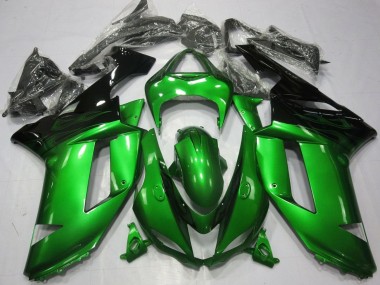 Custom 2007-2008 Kawasaki ZX6R Motorcycle Fairings - Green Black UK