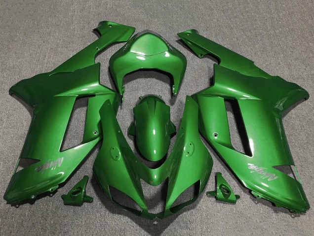 2007-2008 Kawasaki ZX6R Motorcycle Fairings - Green Chrome UK