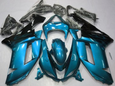 Custom 2007-2008 Kawasaki ZX6R Motorcycle Fairings - Light Blue Black UK