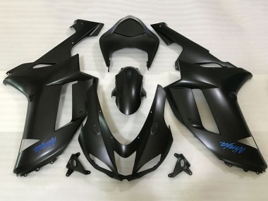 Custom 2007-2008 Kawasaki ZX6R Motorcycle Fairings - Matte Black Blue Ninja UK