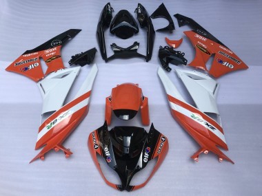 Custom 2007-2008 Kawasaki ZX6R Motorcycle Fairings - Orange White Black UK