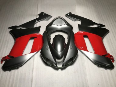 Custom 2007-2008 Kawasaki ZX6R Motorcycle Fairings - Silver Red UK