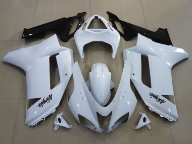 Custom 2007-2008 Kawasaki ZX6R Motorcycle Fairings - White Black UK