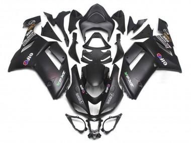 Custom 2007-2008 Kawasaki ZX6R Motorcycle Fairings - Matte Black Elf UK