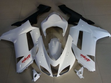 Custom 2007-2008 Kawasaki ZX6R Motorcycle Fairings - White Red UK