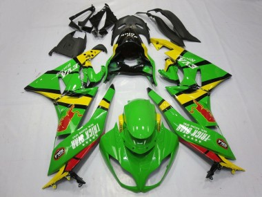 Custom 2009-2012 Kawasaki ZX6R Motorcycle Fairings - Green Yellow Red Black Trick Star Red Bull UK