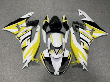 Custom 2009-2012 Kawasaki ZX6R Motorcycle Fairings - White Yellow Black UK