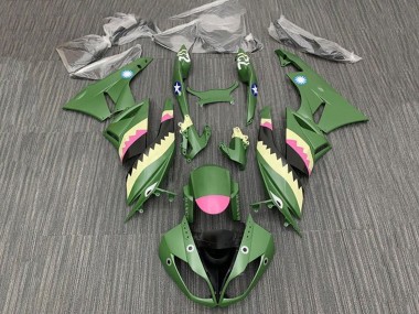 Custom 2009-2012 Kawasaki ZX6R Motorcycle Fairings - Yellow Pink Matte Green Shark UK